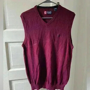 chaps burgundy business, casual sweater,‎ vest size medium